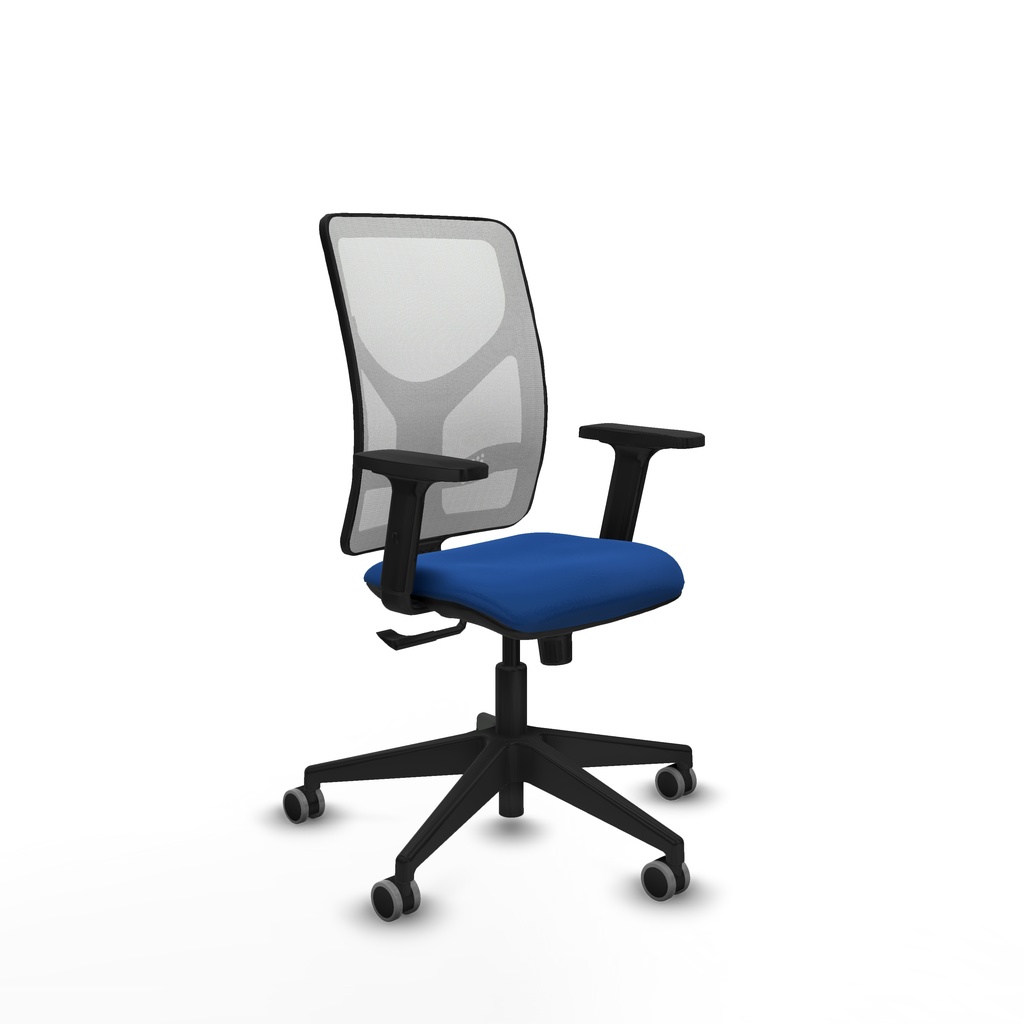 Motilla sincro malla blanca similpiel azul brazos 2D base piramidal  ruedas 65mm engomadas