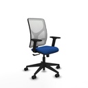 Motilla sincro malla blanca similpiel azul brazos 2D base piramidal  ruedas 65mm nailon