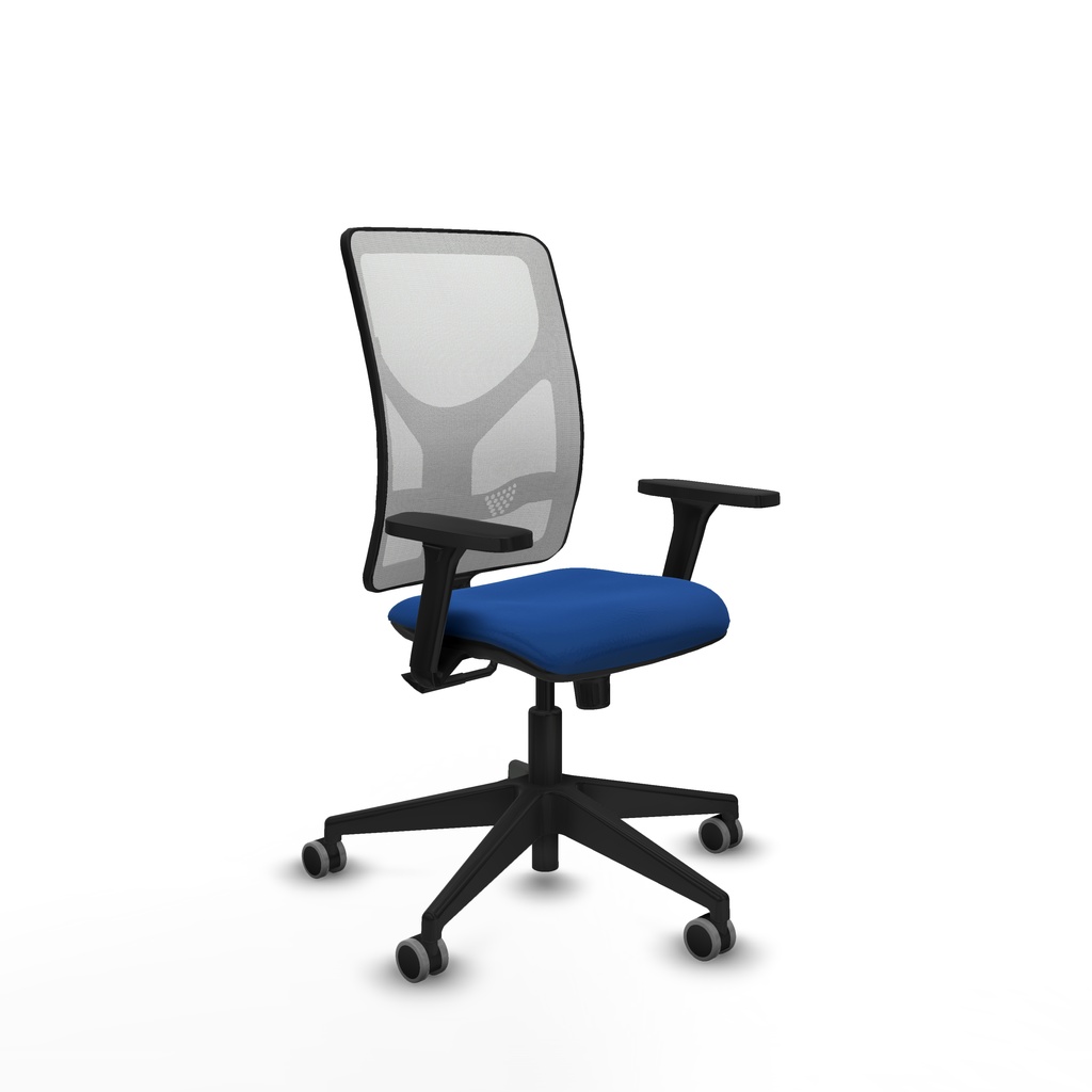 Motilla sincro malla blanca similpiel azul brazos 3D base piramidal  ruedas 65mm engomadas