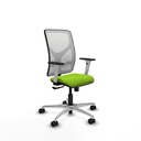 Motilla sincro malla blanca similpiel pistacho brazos blancos base aluminio  ruedas 65mm nailon