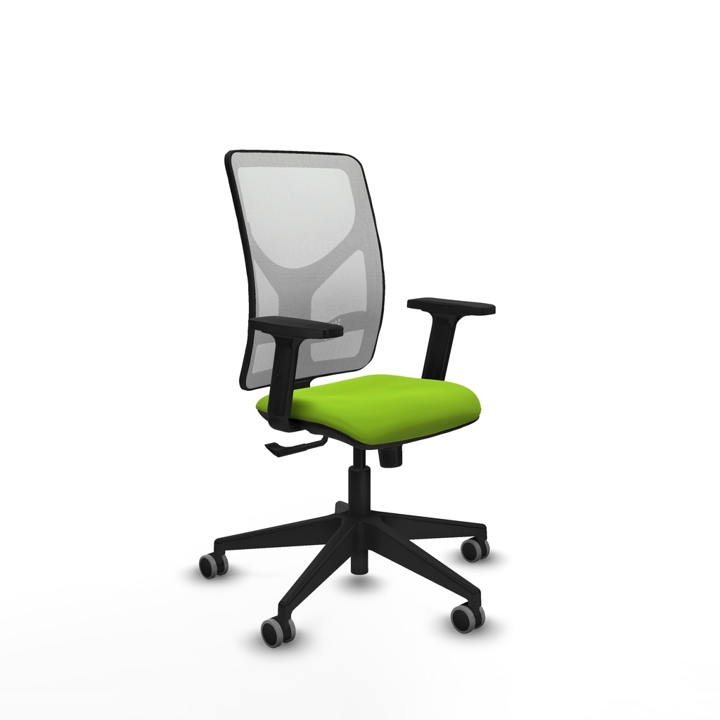 Motilla sincro malla blanca similpiel pistacho brazos 2D base piramidal  ruedas 65mm engomadas