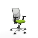 Motilla sincro malla blanca similpiel pistacho brazos 2D base aluminio  ruedas 65mm nailon