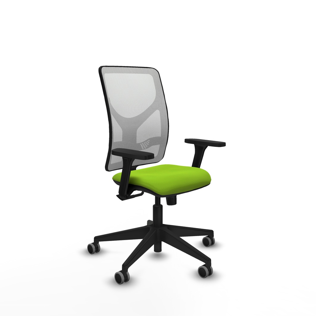Motilla sincro malla blanca similpiel pistacho brazos 3D base piramidal  ruedas 65mm engomadas