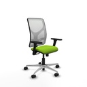 Motilla sincro malla blanca similpiel pistacho brazos 3D base aluminio  ruedas 65mm nailon