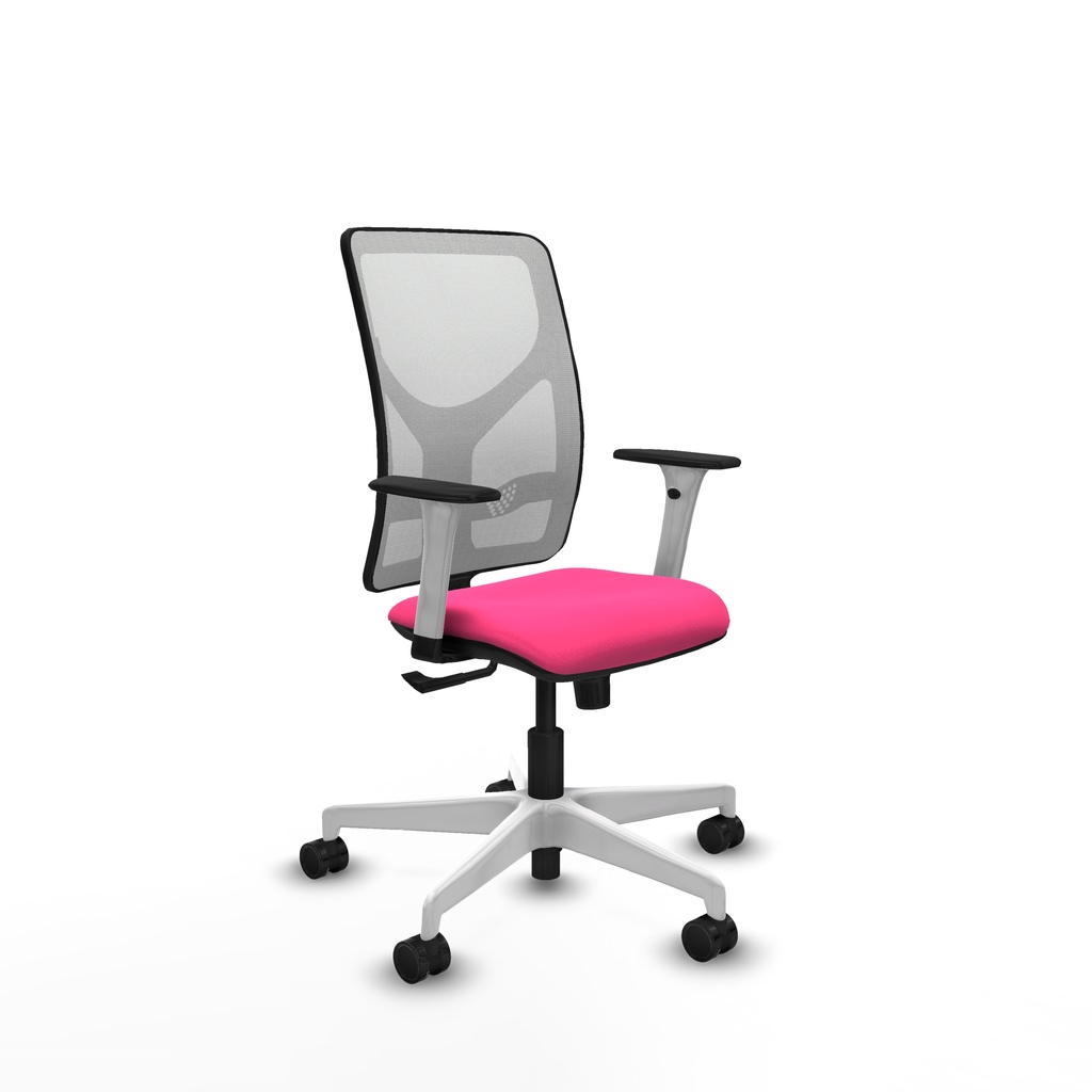 Motilla sincro malla blanca similpiel rosa brazos blancos base blanca  ruedas 65mm nailon