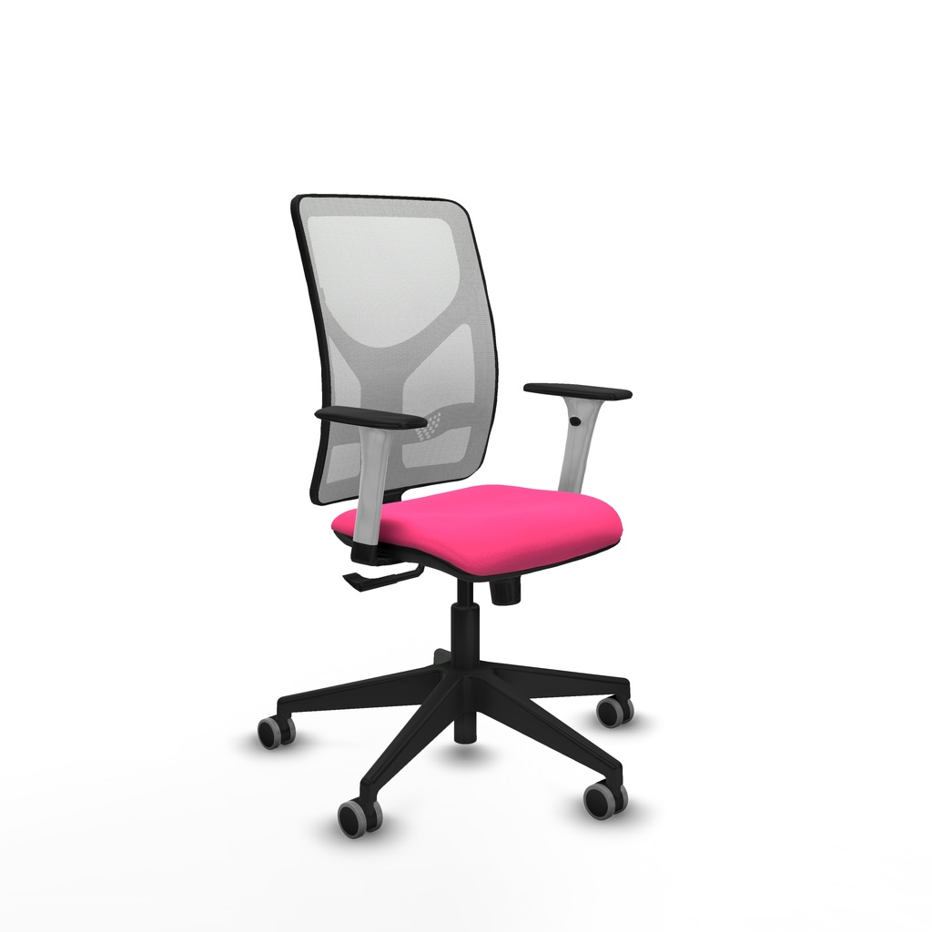 Motilla sincro malla blanca similpiel rosa brazos blancos base piramidal  ruedas 65mm engomadas