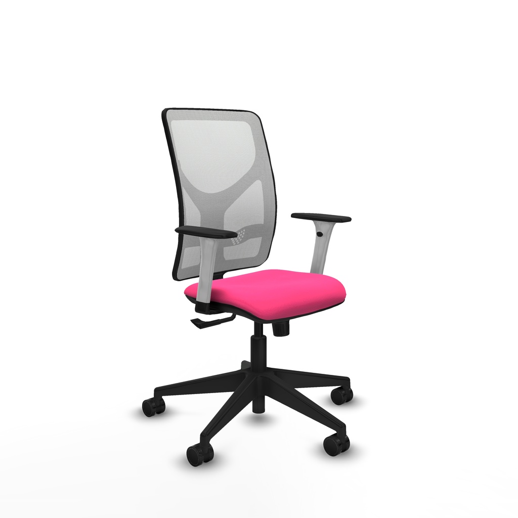 Motilla sincro malla blanca similpiel rosa brazos blancos base piramidal  ruedas 65mm nailon