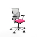 Motilla sincro malla blanca similpiel rosa brazos blancos base aluminio  ruedas 65mm engomadas