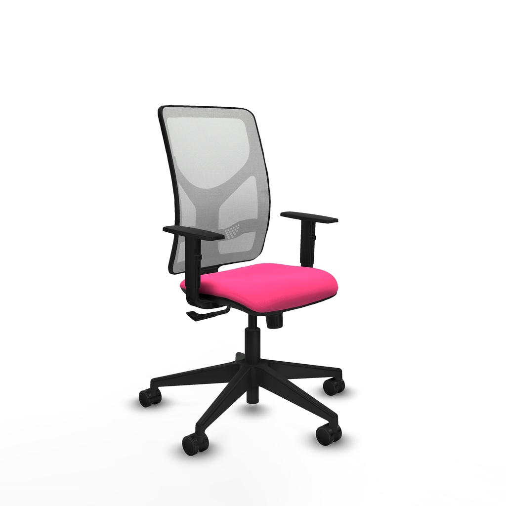 Motilla sincro malla blanca similpiel rosa brazos 1D base piramidal  ruedas 65mm nailon