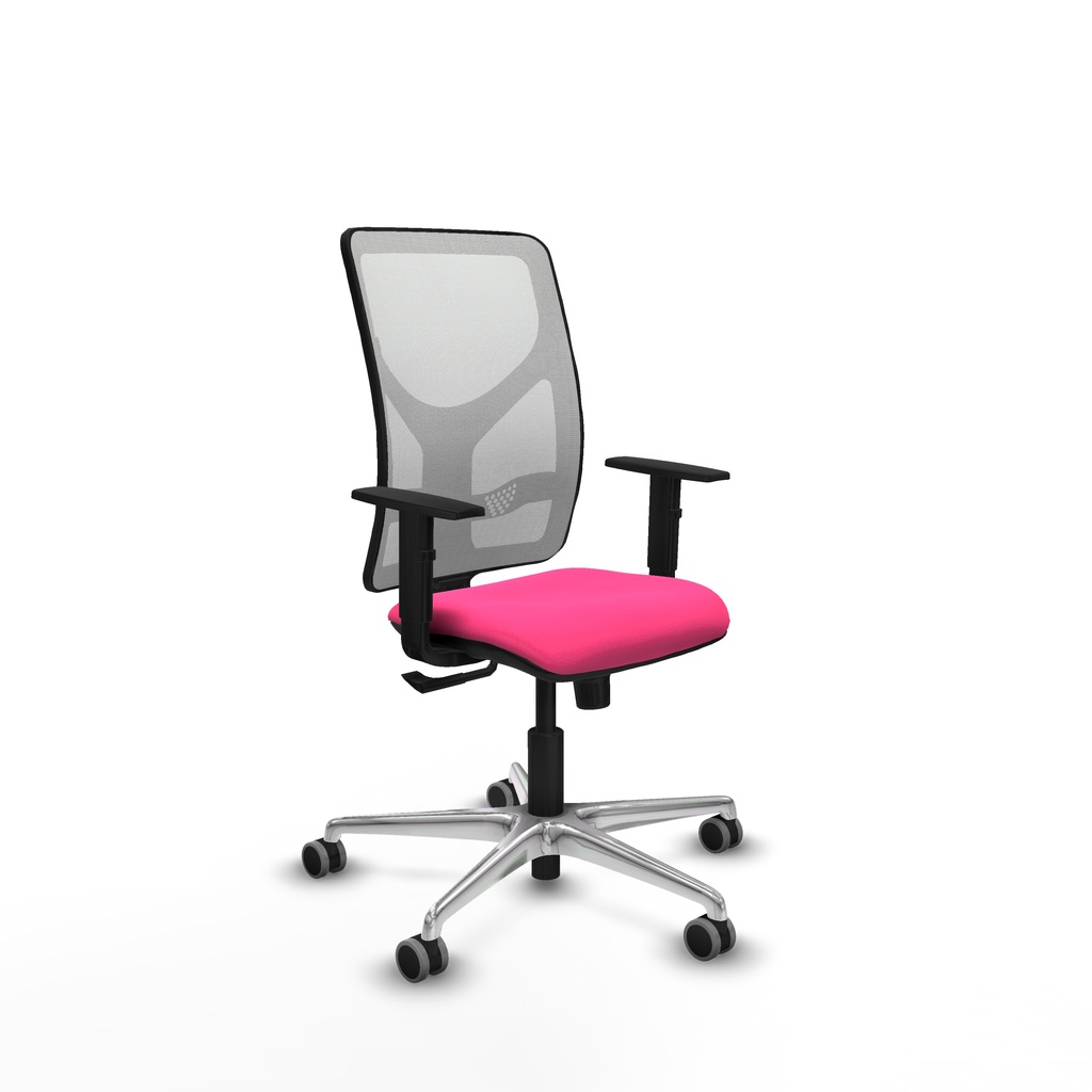 Motilla sincro malla blanca similpiel rosa brazos 1D base aluminio  ruedas 65mm engomadas
