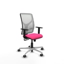 Motilla sincro malla blanca similpiel rosa brazos 1D base aluminio  ruedas 65mm engomadas