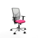 Motilla sincro malla blanca similpiel rosa brazos 1D base aluminio  ruedas 65mm nailon