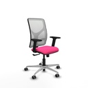 Motilla sincro malla blanca similpiel rosa brazos 2D base aluminio  ruedas 65mm engomadas