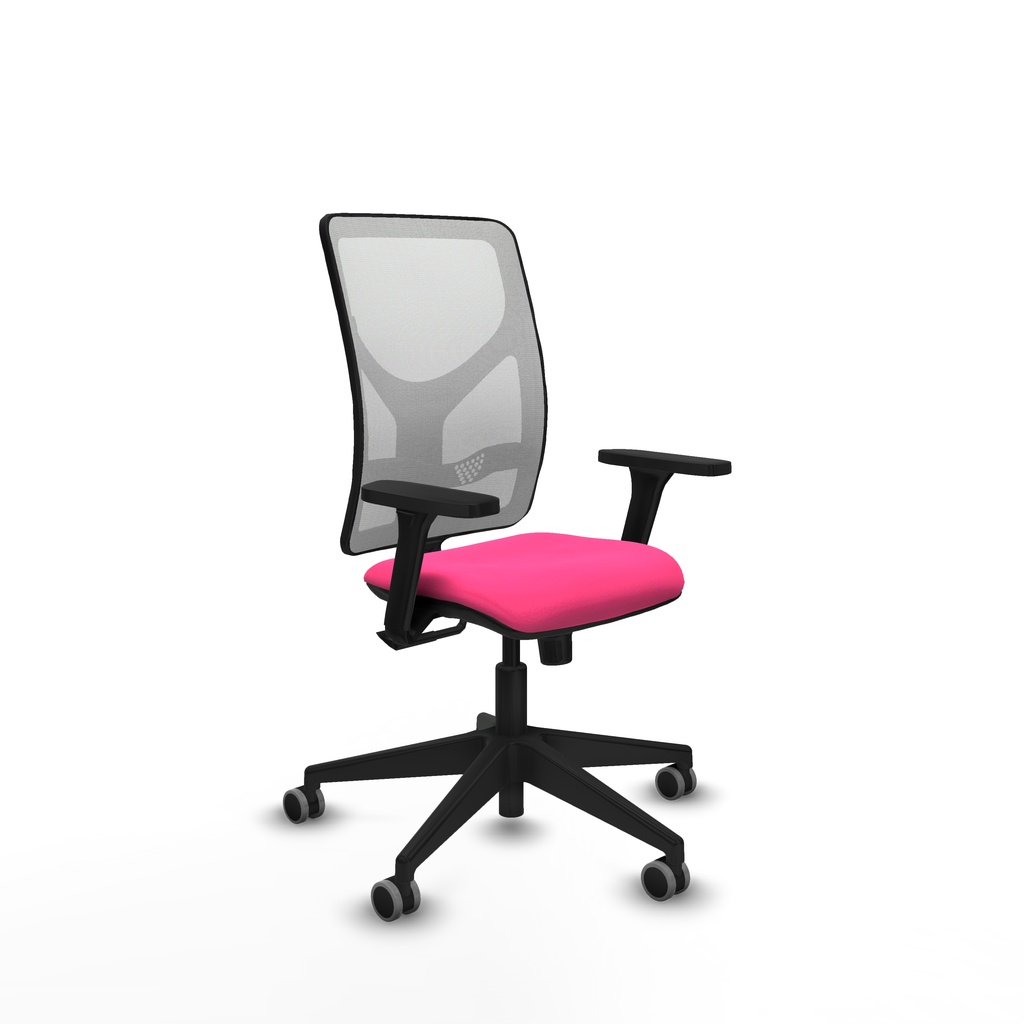 Motilla sincro malla blanca similpiel rosa brazos 3D base piramidal  ruedas 65mm engomadas