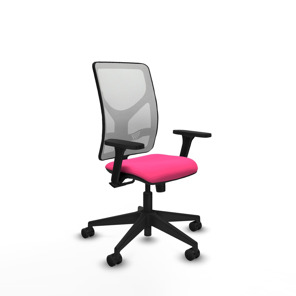 Motilla sincro malla blanca similpiel rosa brazos 3D base piramidal  ruedas 65mm nailon
