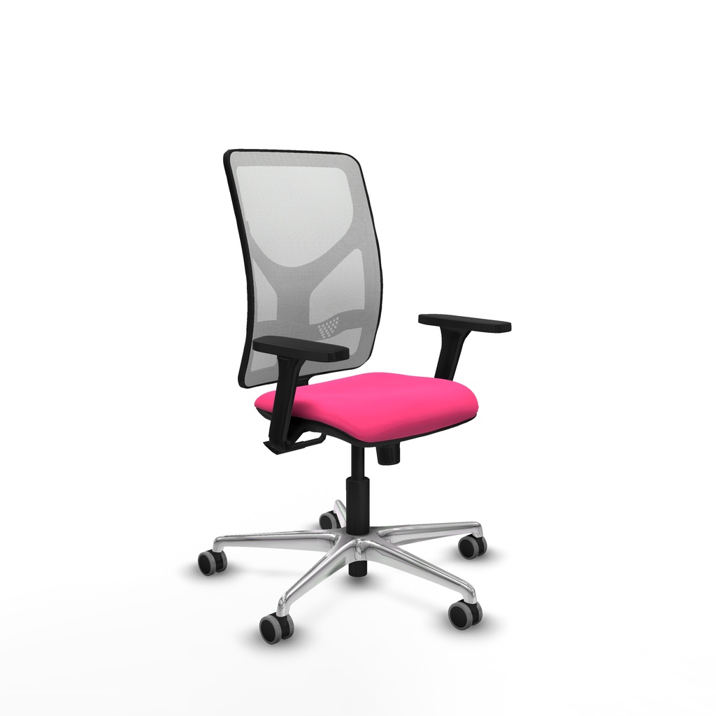 Motilla sincro malla blanca similpiel rosa brazos 3D base aluminio  ruedas 65mm engomadas