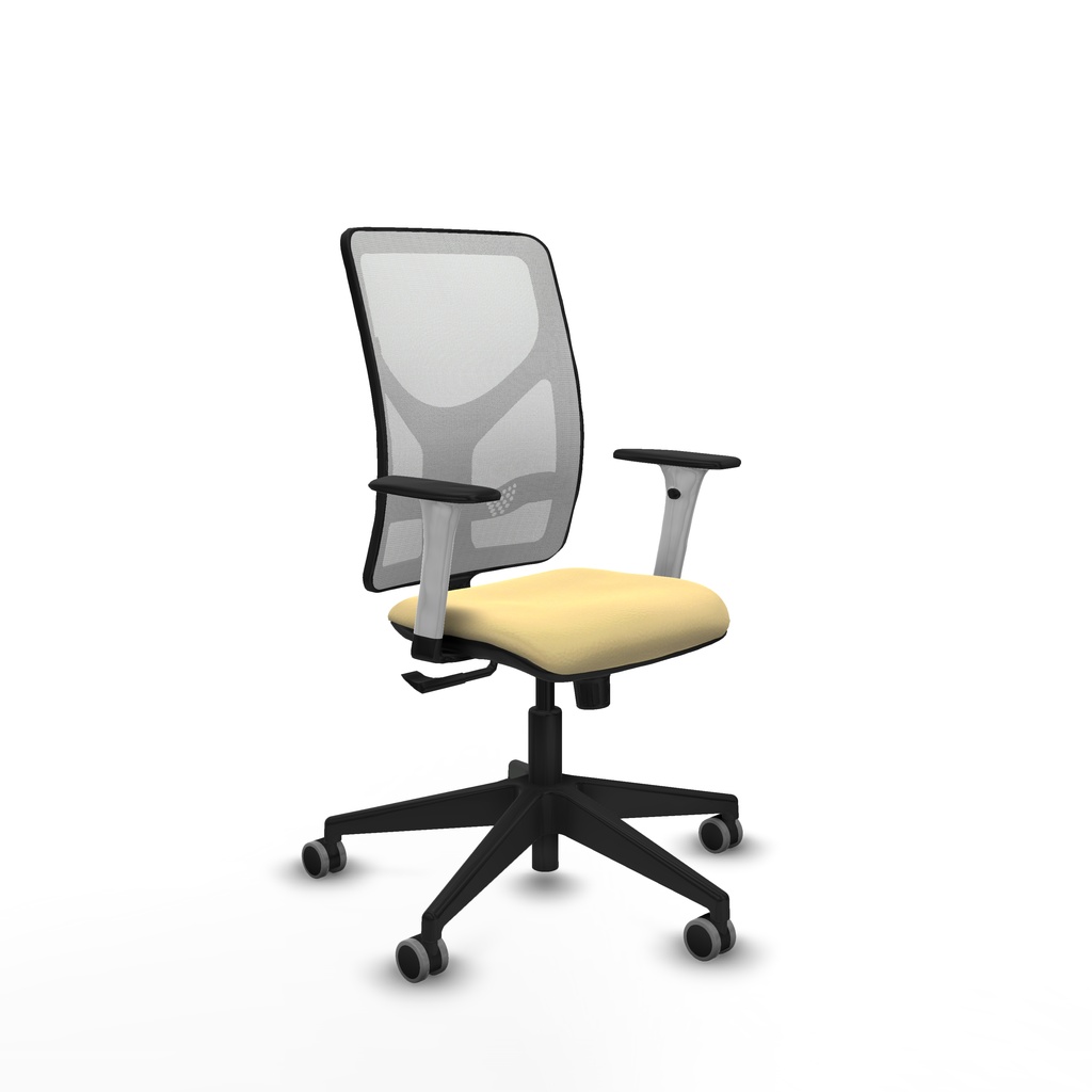 Motilla sincro malla blanca similpiel crema brazos blancos base piramidal  ruedas 65mm engomadas