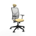Motilla sincro malla blanca similpiel crema brazos blancos base piramidal cabecero fijo ruedas 65mm engomadas