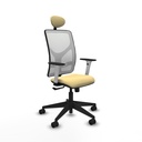 Motilla sincro malla blanca similpiel crema brazos blancos base piramidal cabecero fijo ruedas 65mm nailon