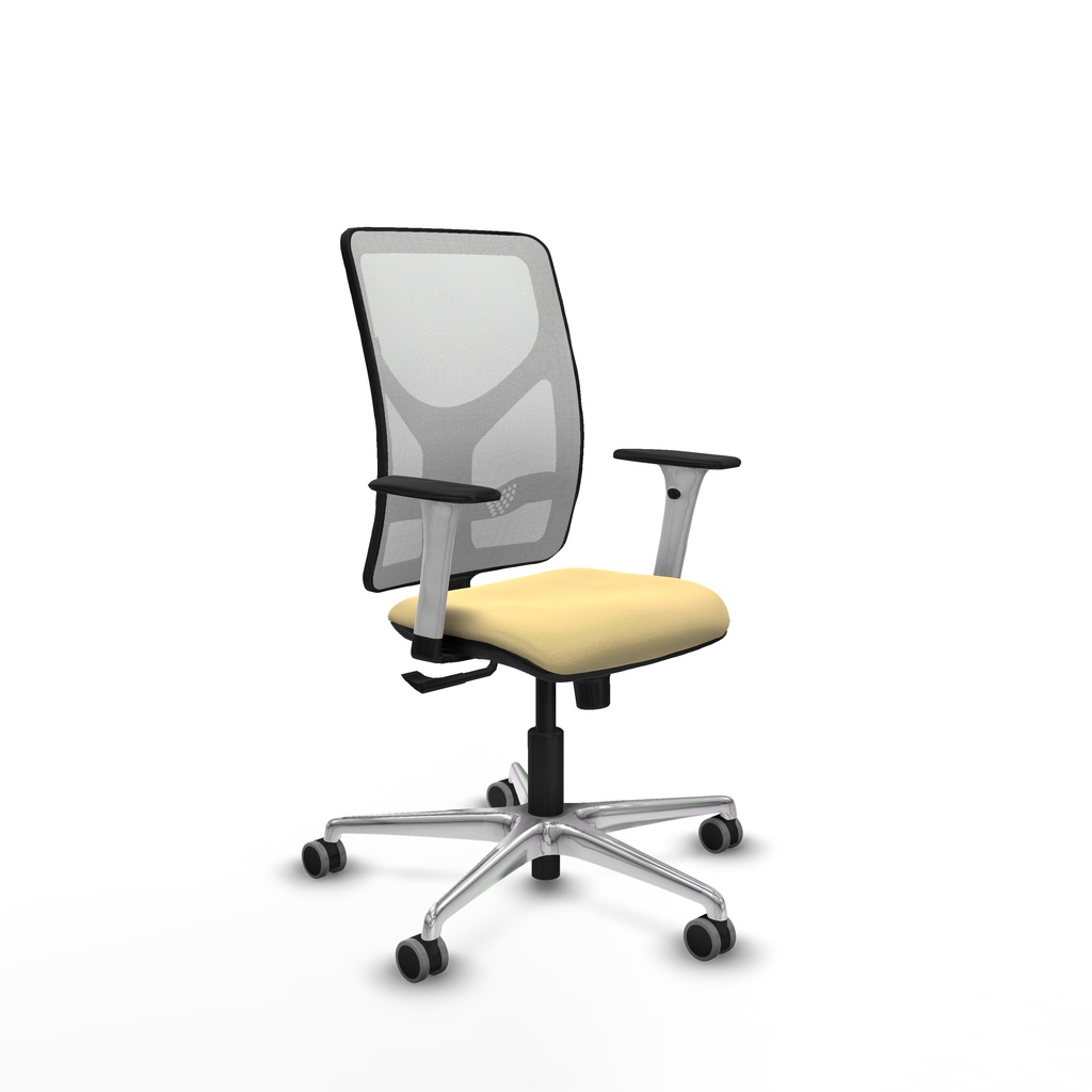 Motilla sincro malla blanca similpiel crema brazos blancos base aluminio  ruedas 65mm engomadas