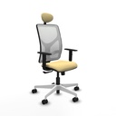 Motilla sincro malla blanca similpiel crema brazos 1D base blanca cabecero fijo ruedas 65mm nailon