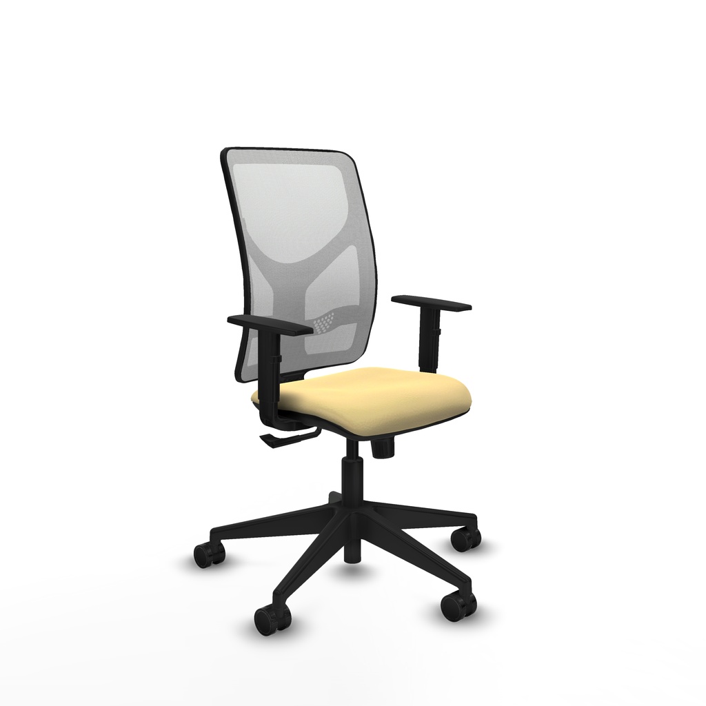 Motilla sincro malla blanca similpiel crema brazos 1D base piramidal  ruedas 65mm nailon