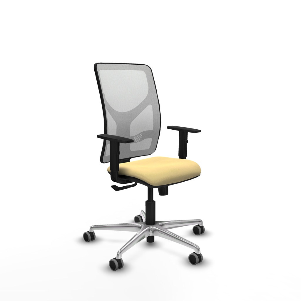 Motilla sincro malla blanca similpiel crema brazos 1D base aluminio  ruedas 65mm engomadas