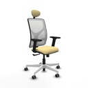 Motilla sincro malla blanca similpiel crema brazos 2D base blanca cabecero fijo ruedas 65mm engomadas