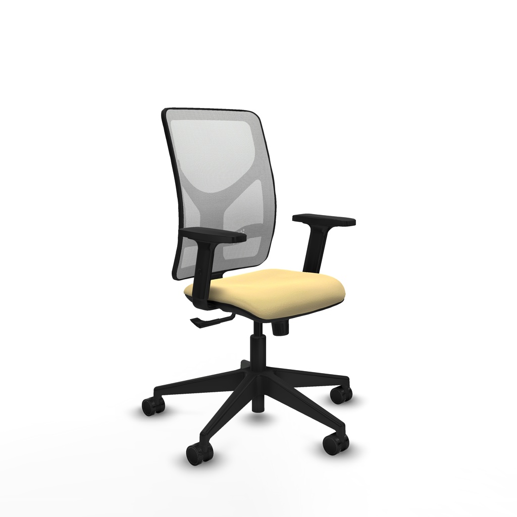 Motilla sincro malla blanca similpiel crema brazos 2D base piramidal  ruedas 65mm nailon