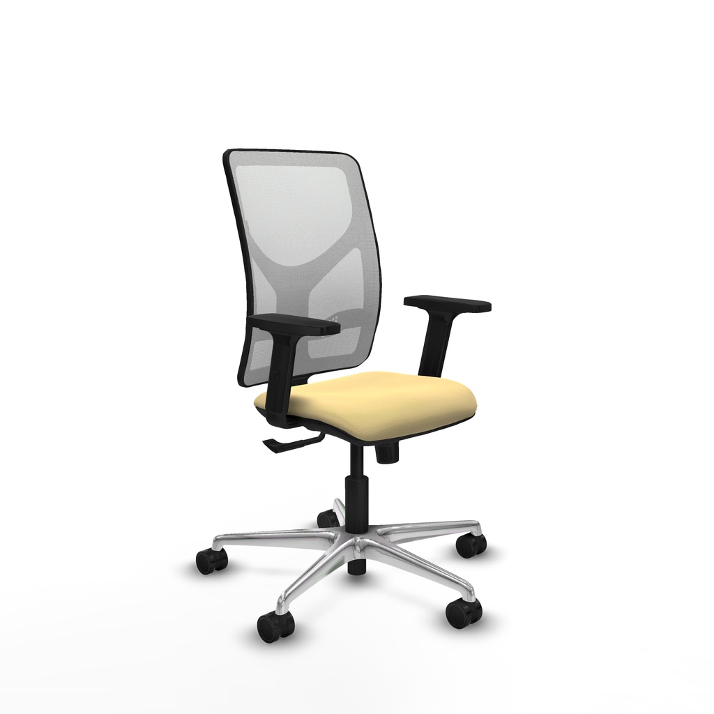 Motilla sincro malla blanca similpiel crema brazos 2D base aluminio  ruedas 65mm nailon