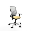 Motilla sincro malla blanca similpiel crema brazos 3D base aluminio  ruedas 65mm nailon