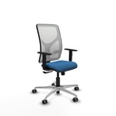 Motilla sincro malla blanca similpiel azul claro brazos 1D base aluminio  ruedas 65mm engomadas