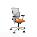 Motilla sincro malla blanca similpiel naranja brazos blancos base blanca  ruedas 65mm engomadas