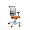 Motilla sincro malla blanca similpiel naranja brazos blancos base blanca  ruedas 65mm nailon