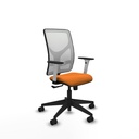 Motilla sincro malla blanca similpiel naranja brazos blancos base piramidal  ruedas 65mm nailon