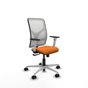 Motilla sincro malla blanca similpiel naranja brazos blancos base aluminio  ruedas 65mm nailon