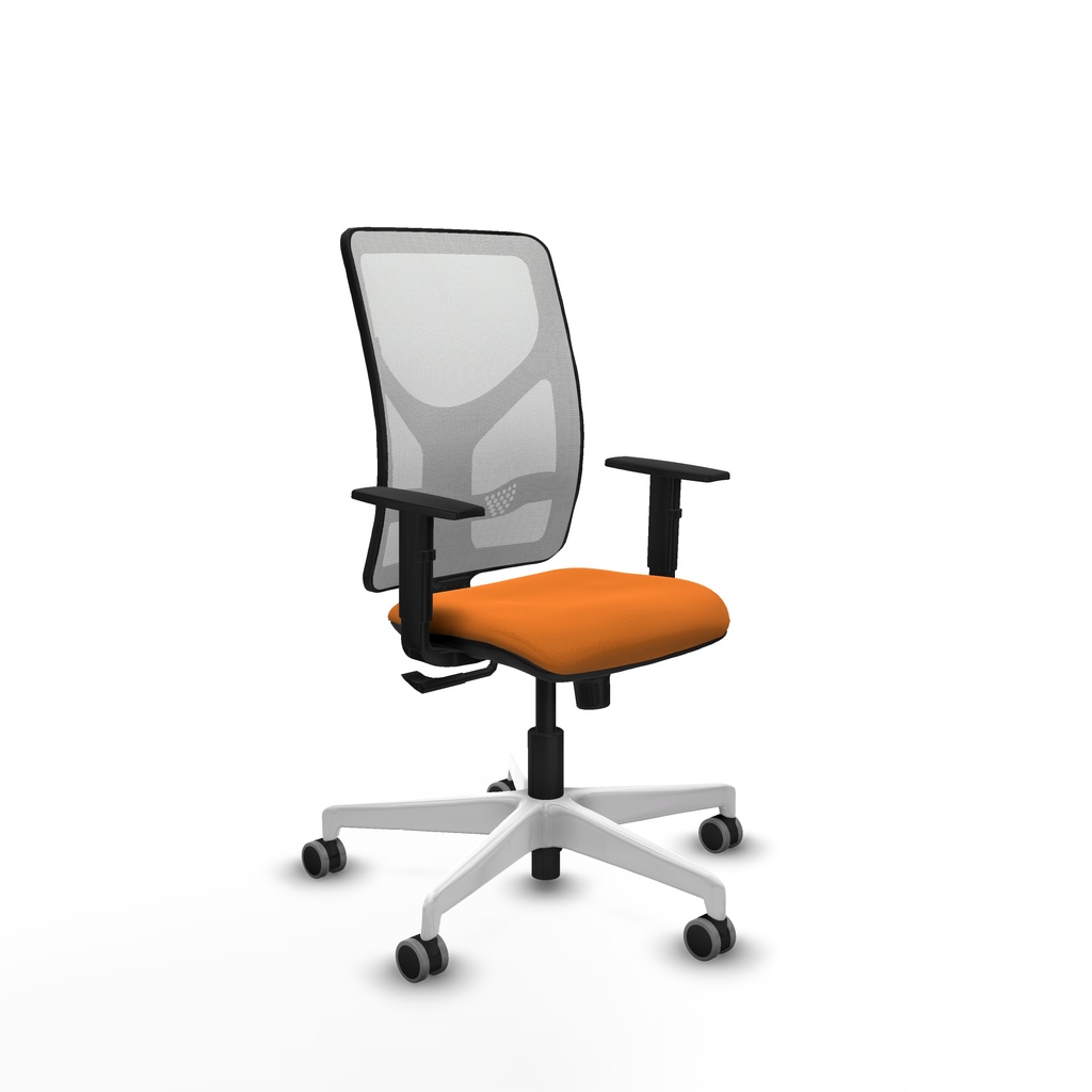 Motilla sincro malla blanca similpiel naranja brazos 1D base blanca  ruedas 65mm engomadas