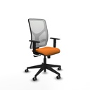 Motilla sincro malla blanca similpiel naranja brazos 1D base piramidal  ruedas 65mm engomadas