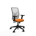 Motilla sincro malla blanca similpiel naranja brazos 2D base piramidal  ruedas 65mm nailon
