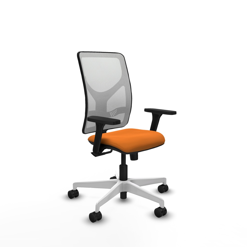 Motilla sincro malla blanca similpiel naranja brazos 3D base blanca  ruedas 65mm nailon