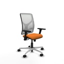Motilla sincro malla blanca similpiel naranja brazos 3D base aluminio  ruedas 65mm nailon