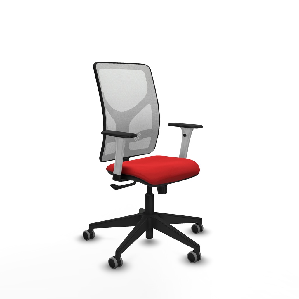 Motilla sincro malla blanca similpiel rojo brazos blancos base piramidal  ruedas 65mm engomadas