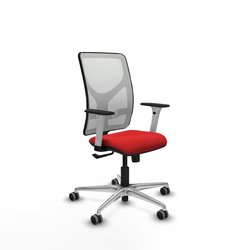Motilla sincro malla blanca similpiel rojo brazos blancos base aluminio  ruedas 65mm engomadas