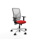 Motilla sincro malla blanca similpiel rojo brazos 1D base blanca  ruedas 65mm nailon