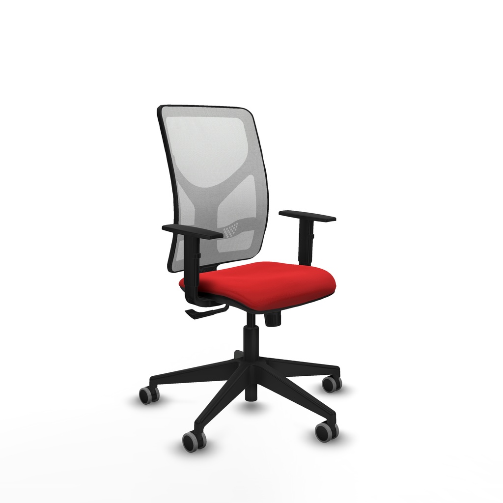 Motilla sincro malla blanca similpiel rojo brazos 1D base piramidal  ruedas 65mm engomadas