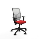 Motilla sincro malla blanca similpiel rojo brazos 1D base piramidal  ruedas 65mm nailon