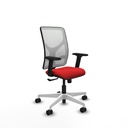 Motilla sincro malla blanca similpiel rojo brazos 2D base blanca  ruedas 65mm nailon