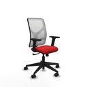 Motilla sincro malla blanca similpiel rojo brazos 2D base piramidal  ruedas 65mm nailon