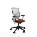Motilla sincro malla blanca similpiel marrón brazos blancos base piramidal  ruedas 65mm nailon