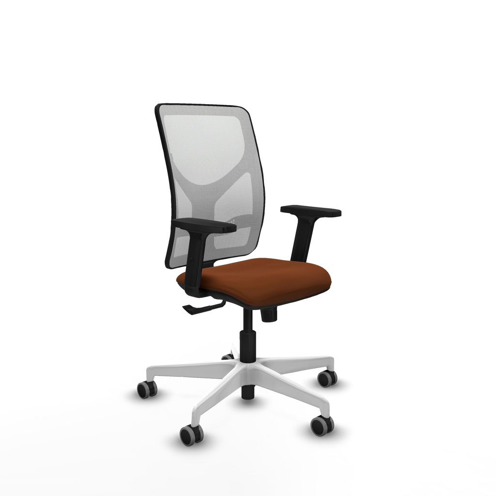 Motilla sincro malla blanca similpiel marrón brazos 2D base blanca  ruedas 65mm engomadas